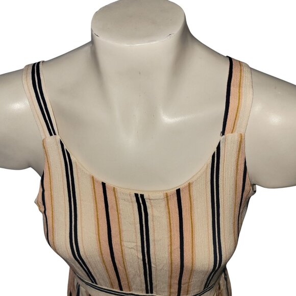 Striped Sleeveless Ruffle Hem Dress By Zunie L/14/16 Peach/Black/White‎ - Picture 2 of 5